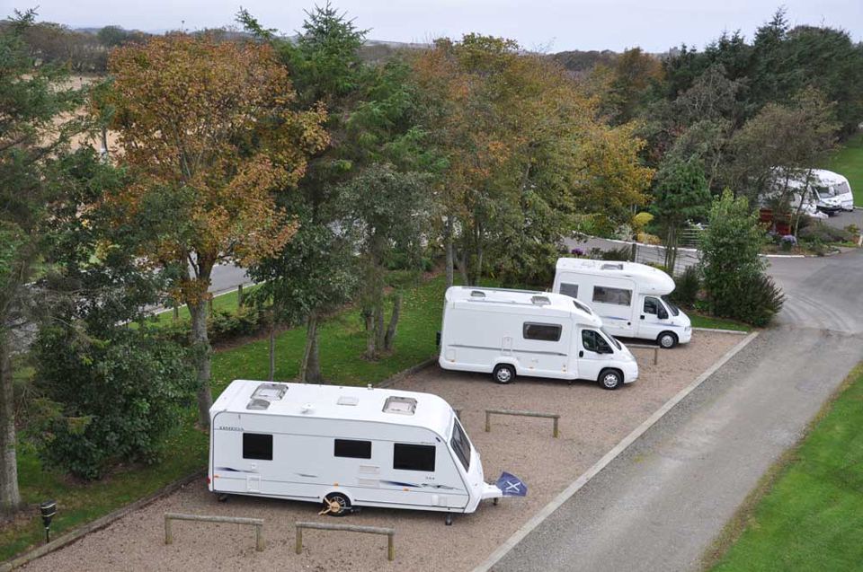 Serviced pitches among trees