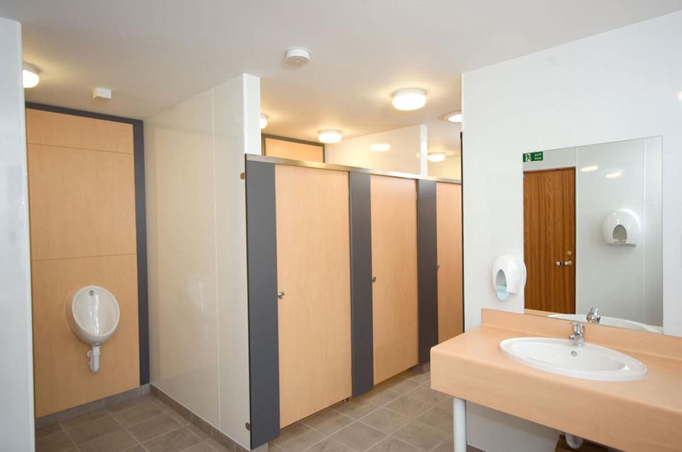 Washroom with private cubicles