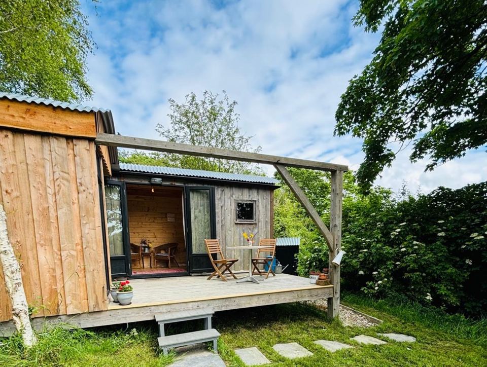Timber cabin with a deck