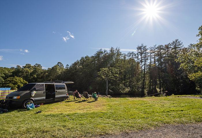 Campervan on the field