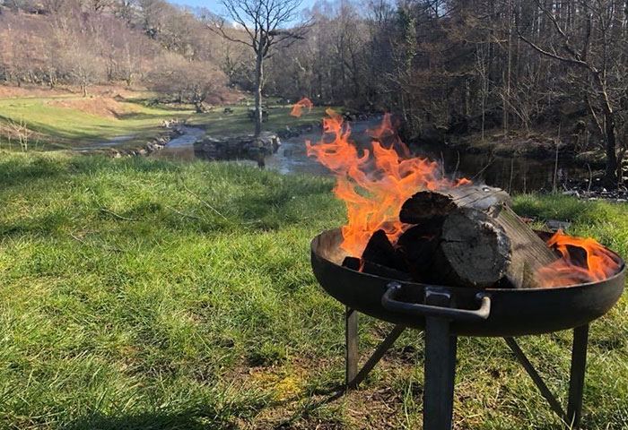 Fire basket by the river
