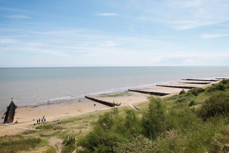 Sand and groynes nearby