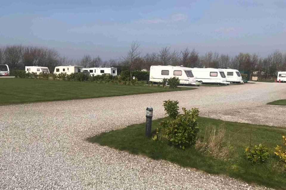 Gravel pitches along the field