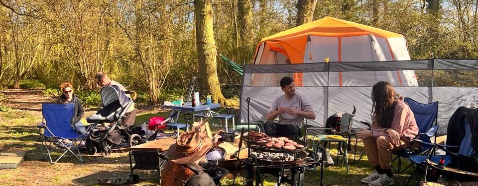 Family camp among the trees
