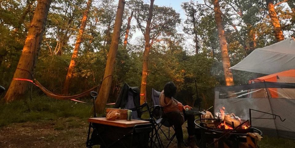 Fire bowl by the tent