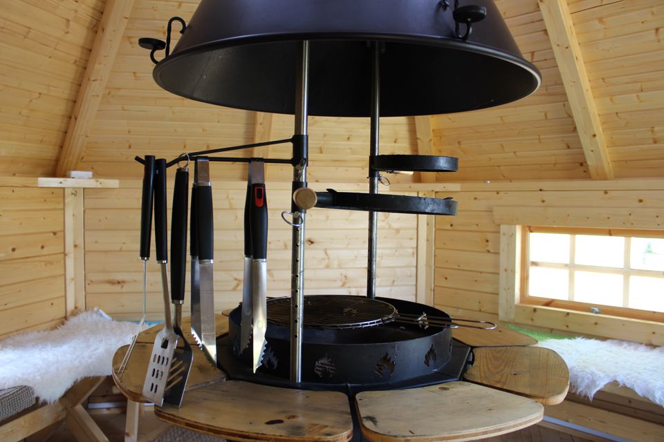 Grill inside the barbecue hut