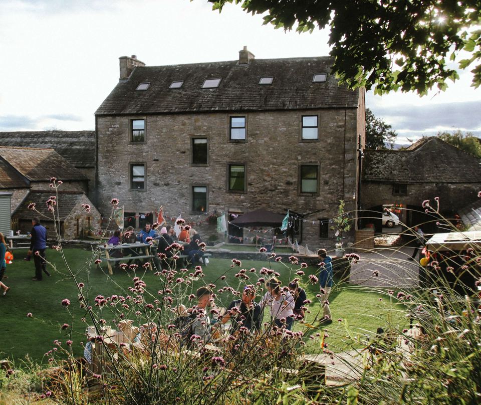 Stone farmhouse with the lawn