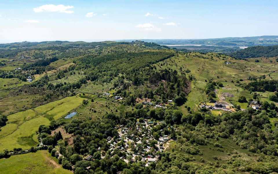 Aerial view of the wooded park