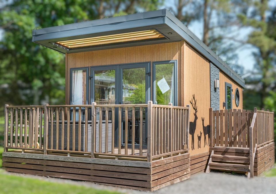 Timber lodge with decking