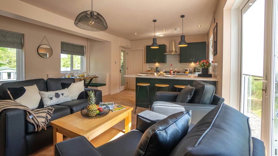 Caravan kitchen and living area