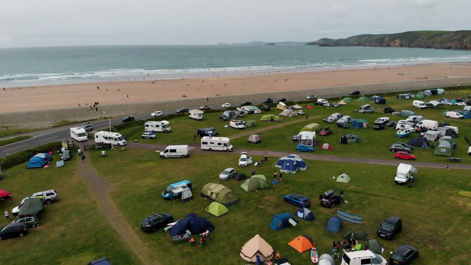Campsite from above with the beach