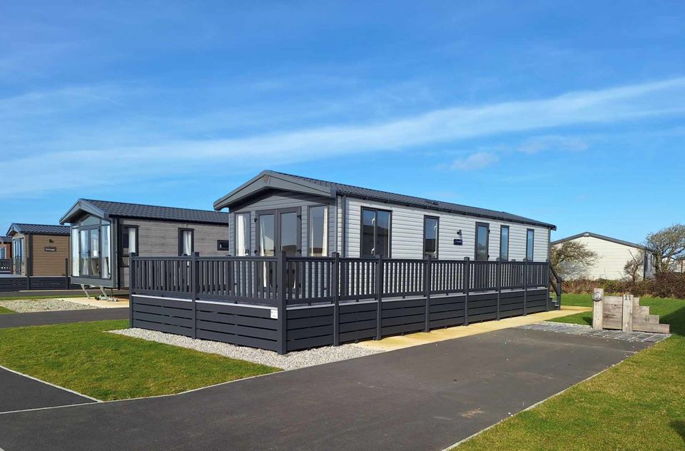 Luxury caravan with decking