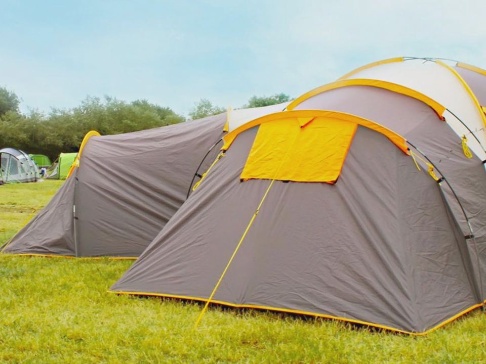 Tent on the grass pitch