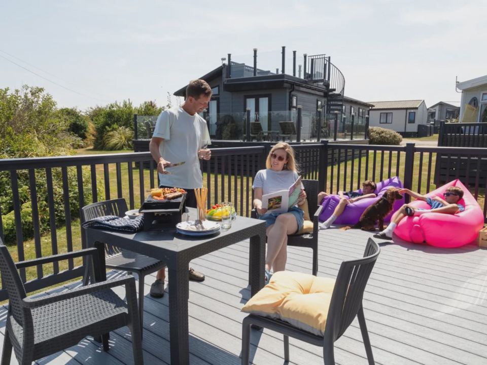 Decking with a barbecue