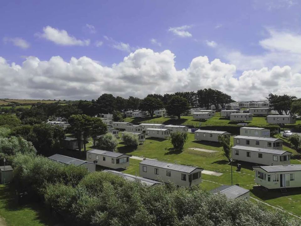 Aerial view of static caravans