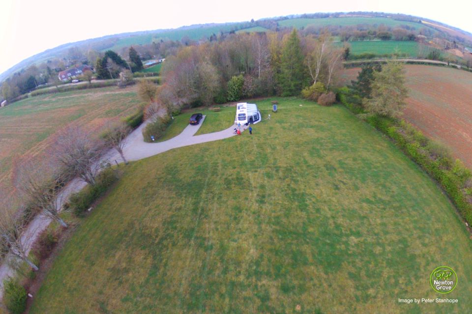 Motorhome on the site from above