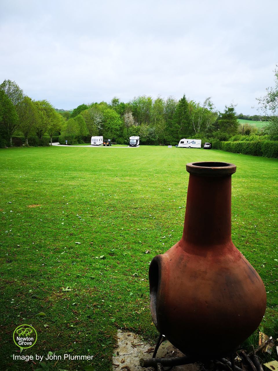 Pitching field with a chiminea