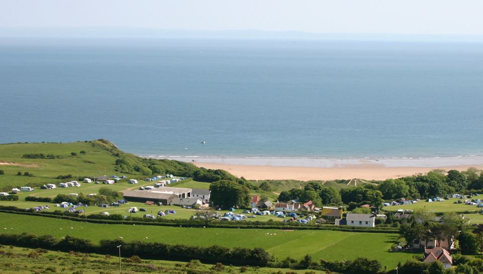 Campsite fields above the sea