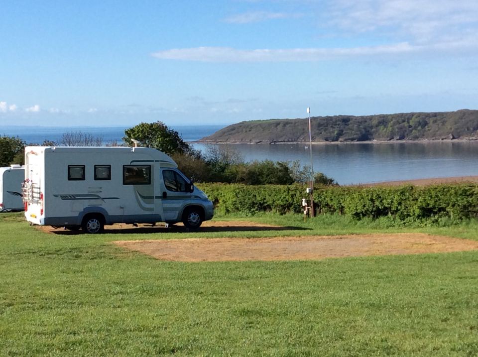 Motorhome pitch above the bay