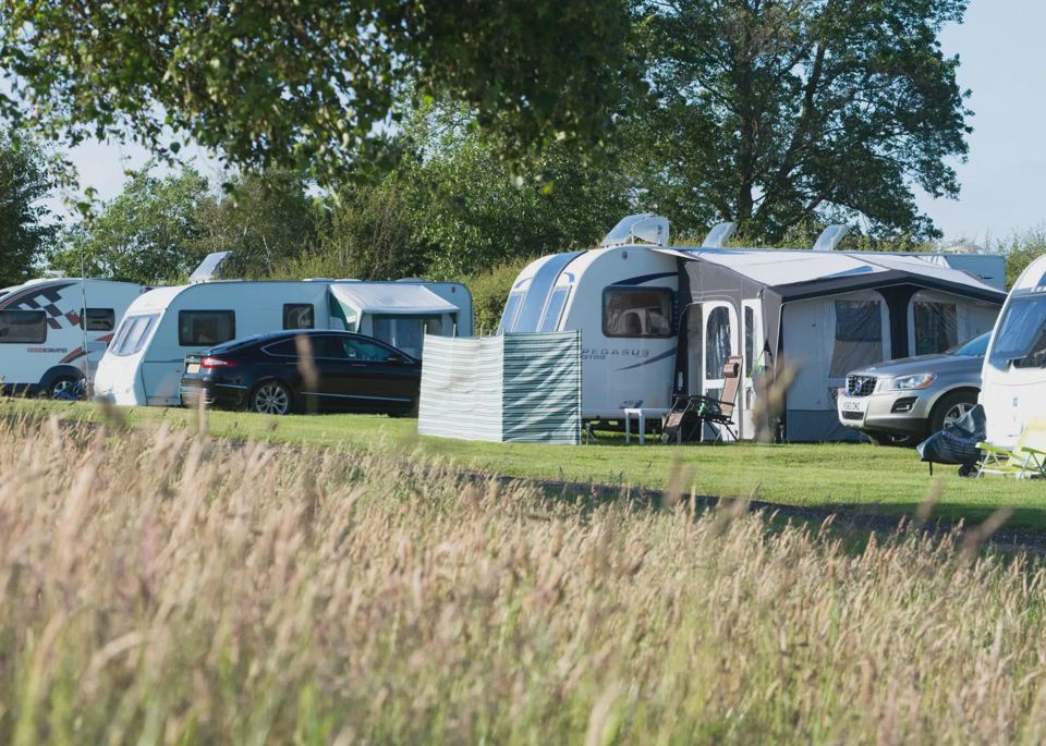 Caravans along the touring field