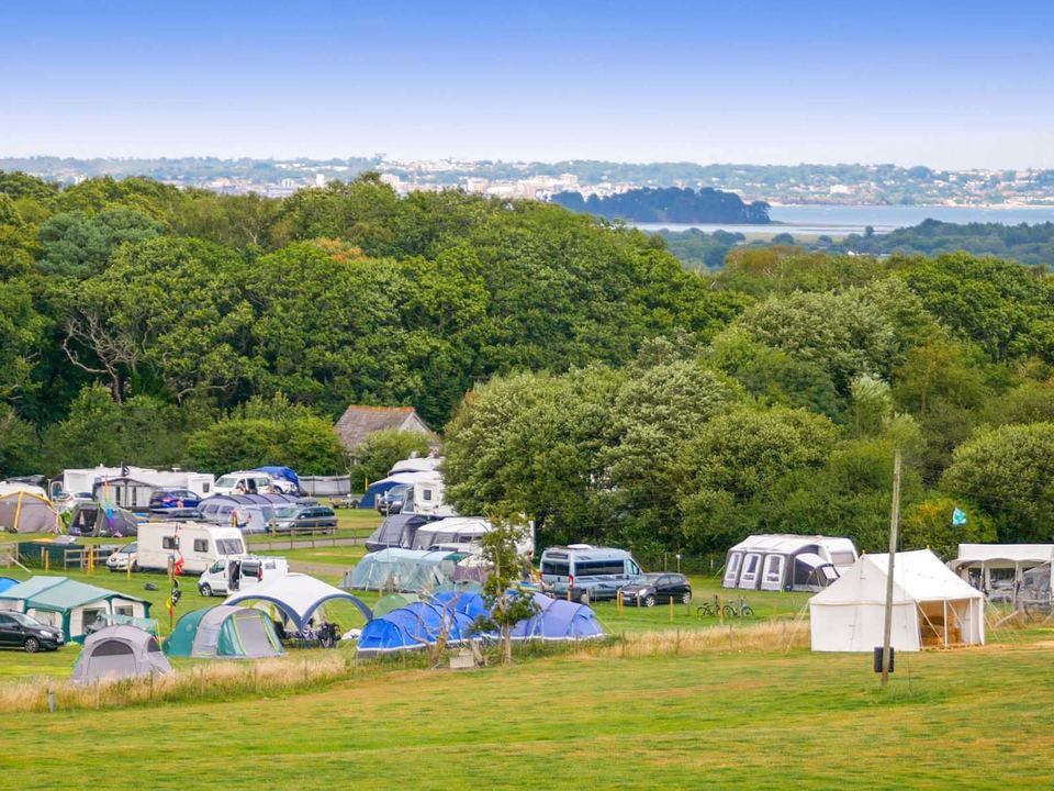 Camping fields above Poole Harbour