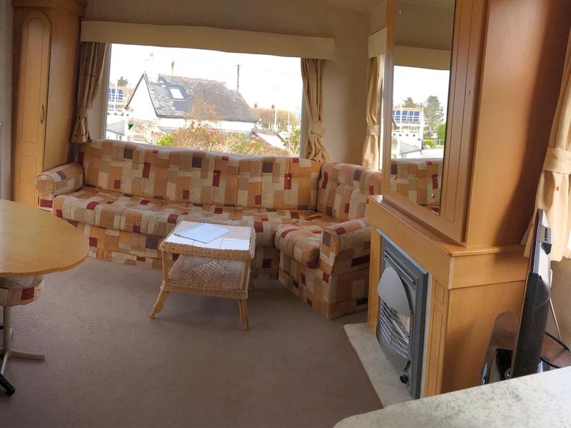 Caravan lounge with fire