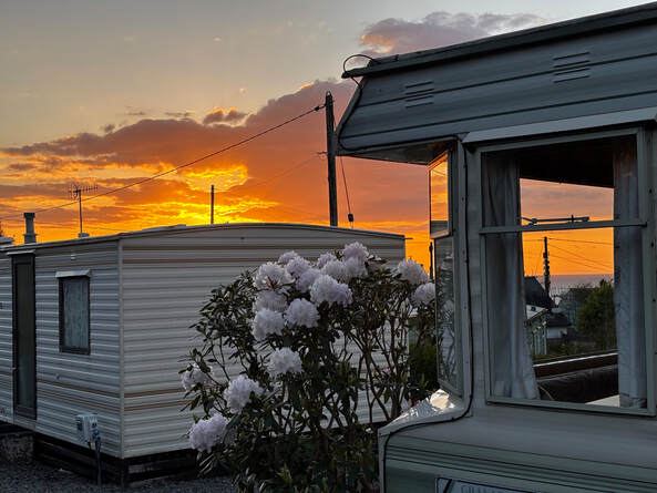 Caravans at sunset