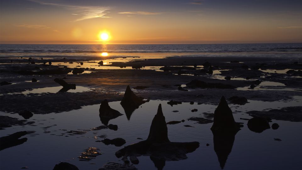 Borth beach at sunset