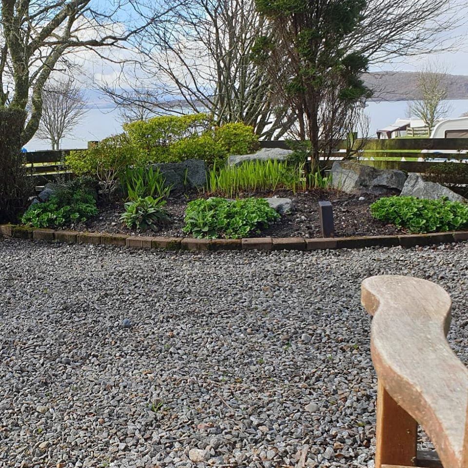Gravel path and garden bed