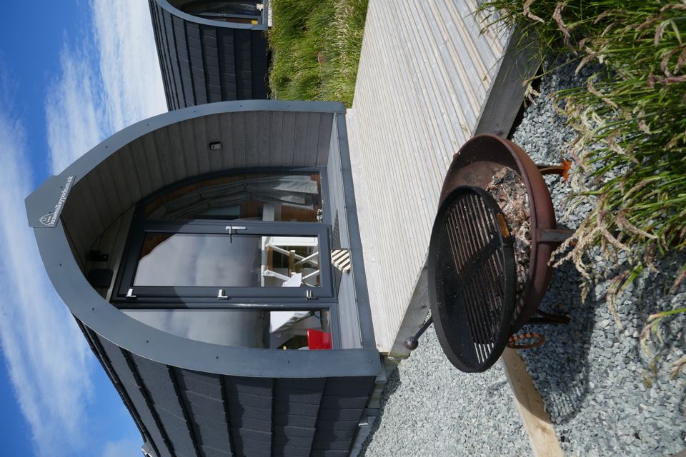 Pod decking with fire pit