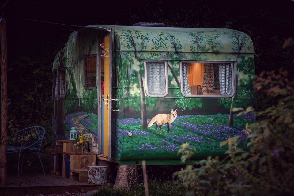 Painted vintage caravan