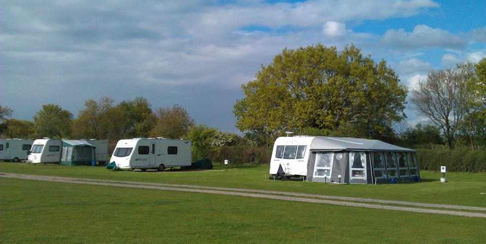 Caravans on the grass field