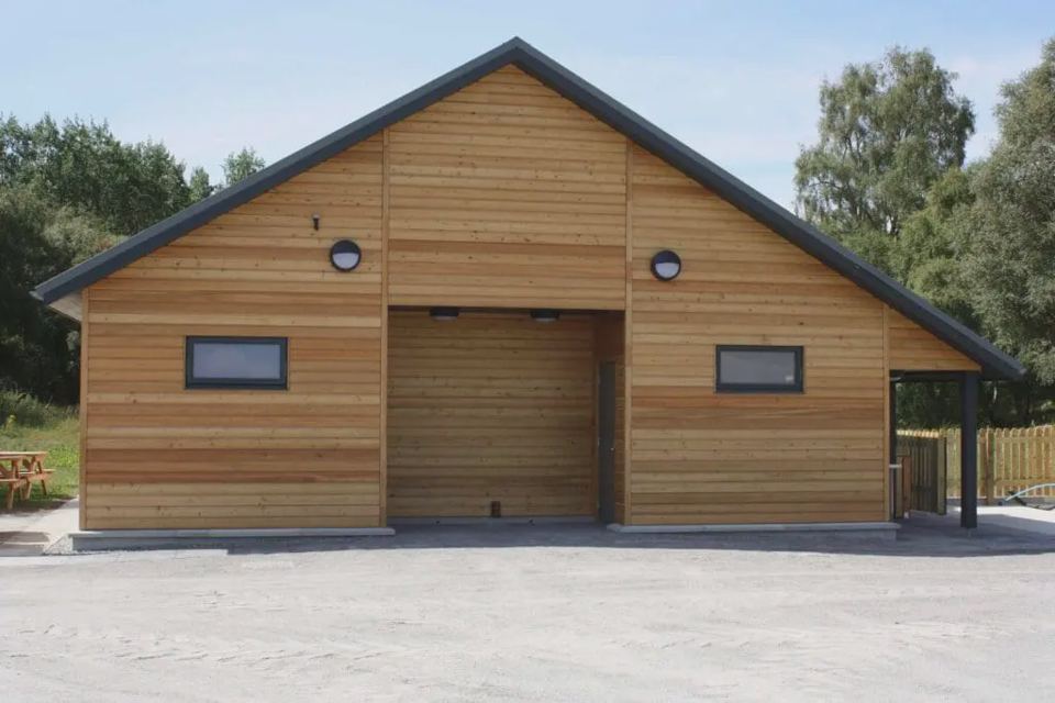 Timber toilet and shower block