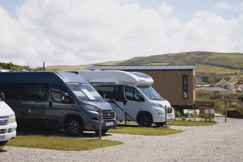 Motorhomes on the gravel pitches