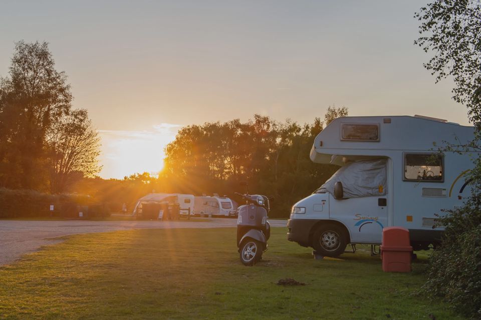 Motorhome at sunset