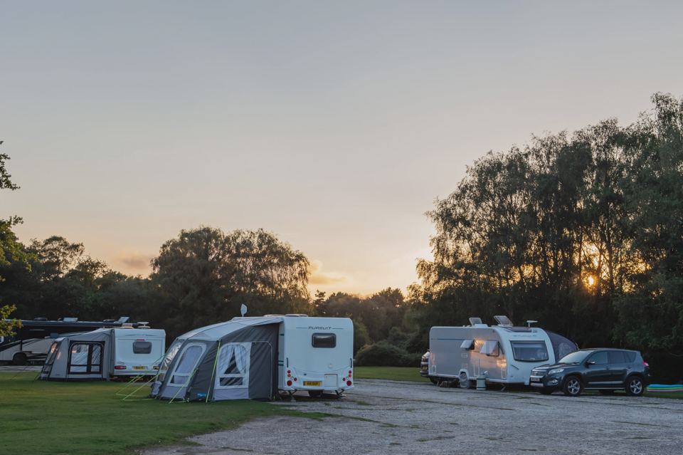 Caravans at sunset