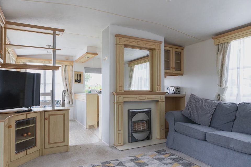 Caravan lounge with fireplace