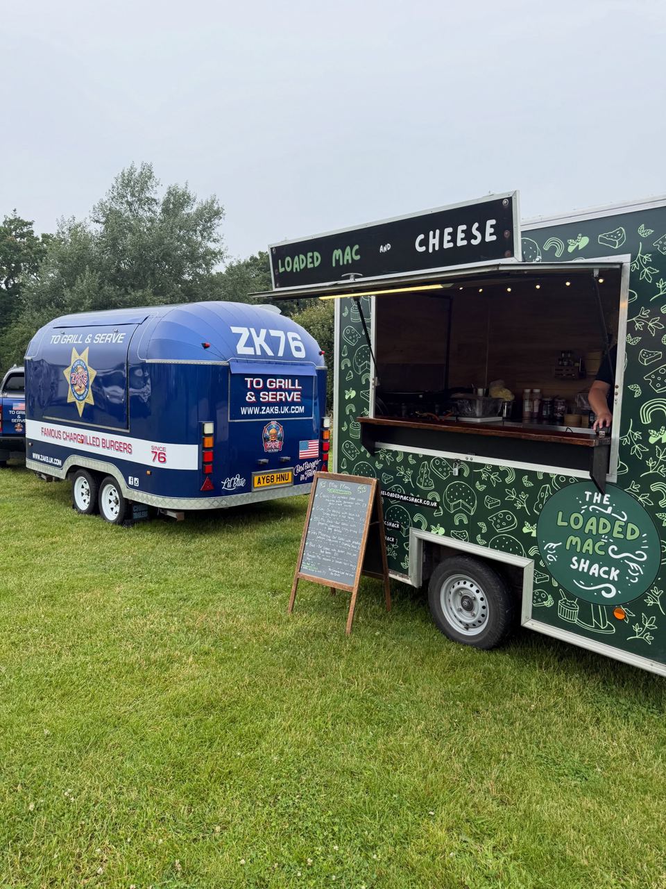Street food vans on the grass