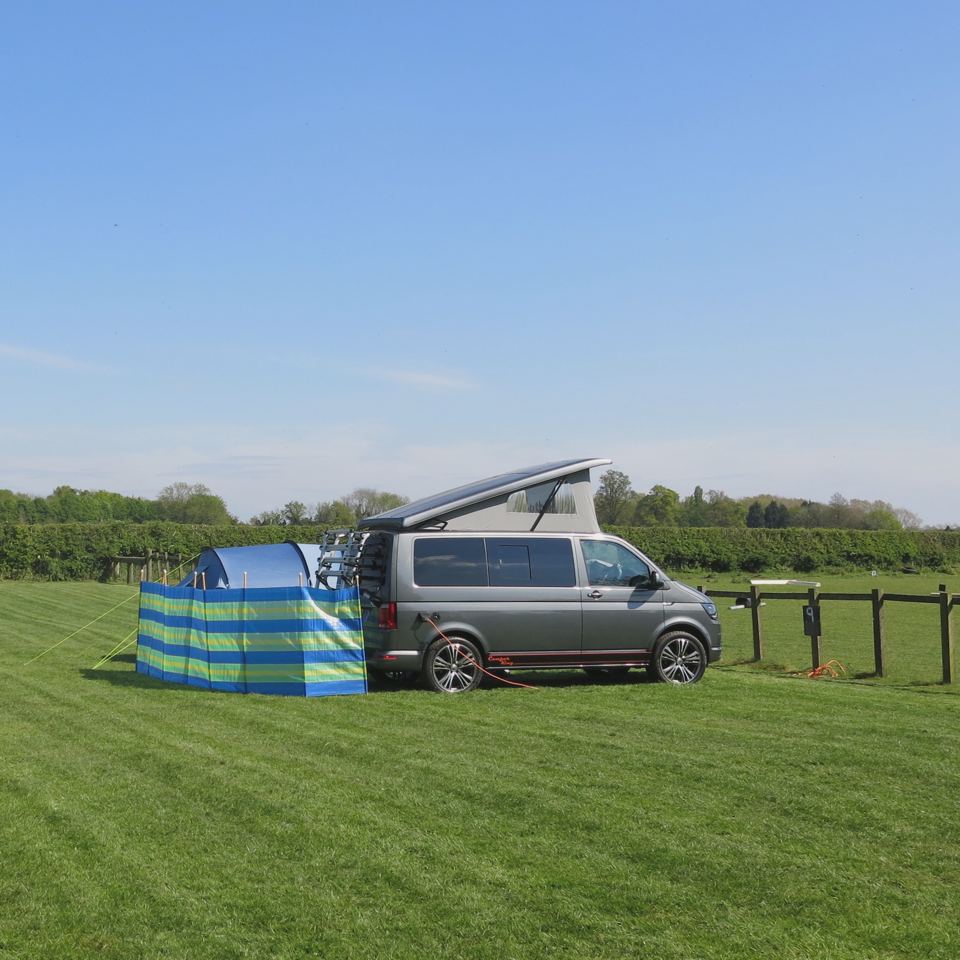 Campervan on a grass pitch