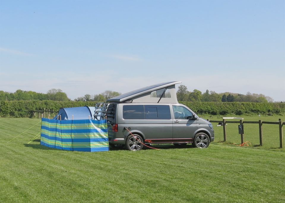 Campervan with windbreak