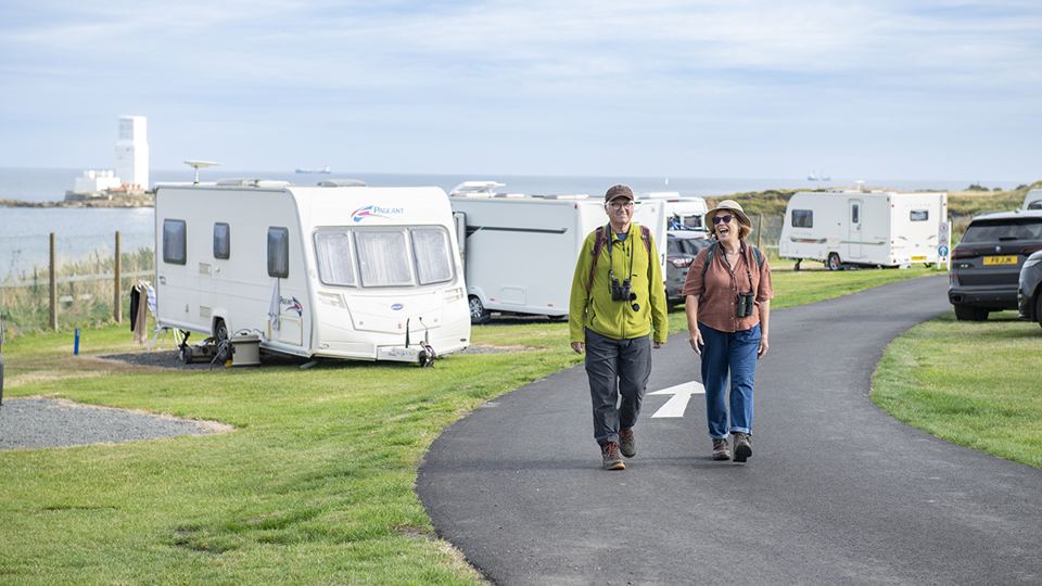 Walkers on the site road