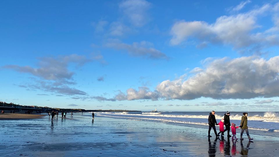 Sandy beach at low tide