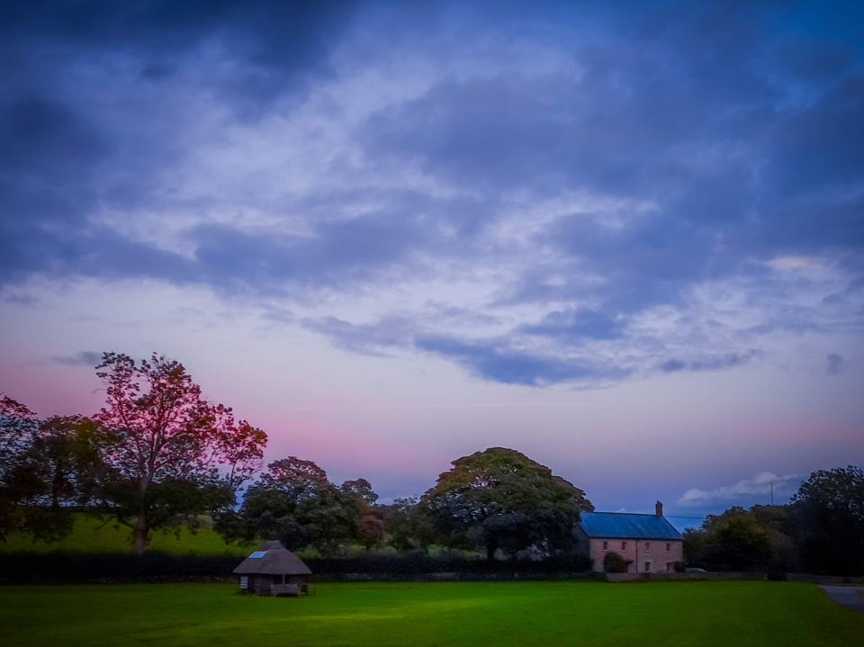 Farmhouse at dusk