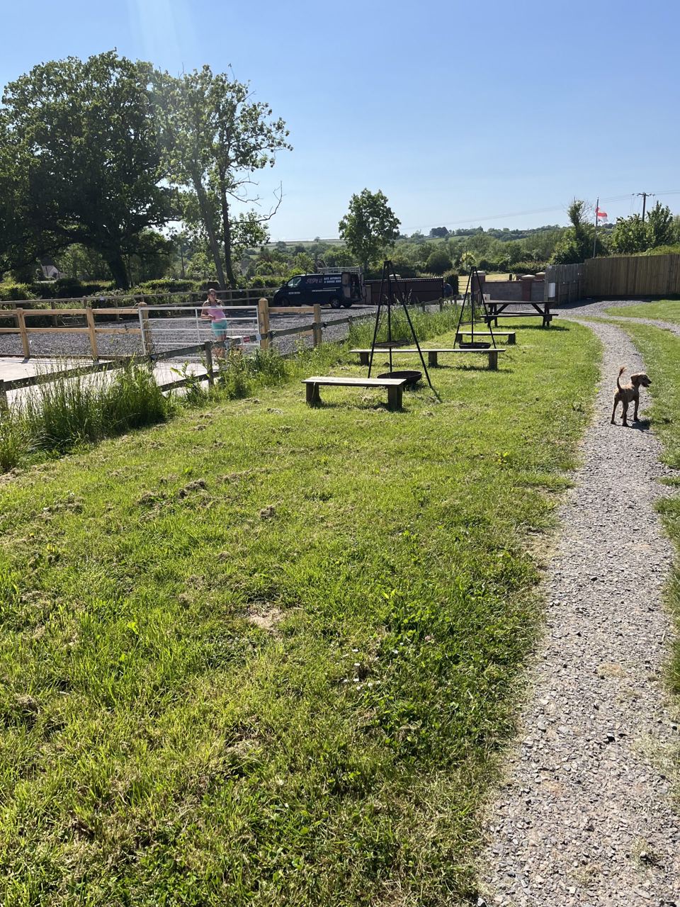 Fire pit seating by the path