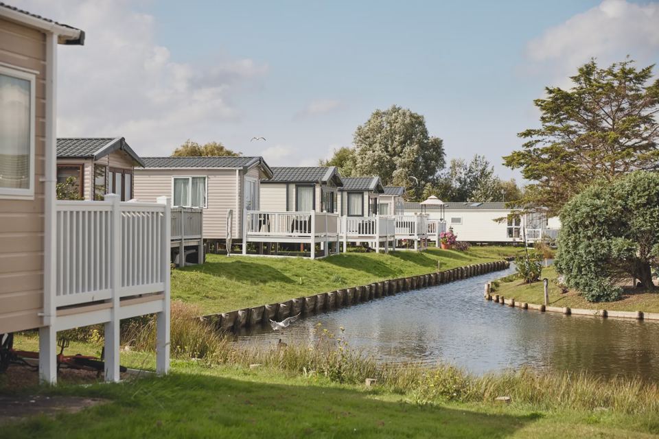 Caravans beside the waterway