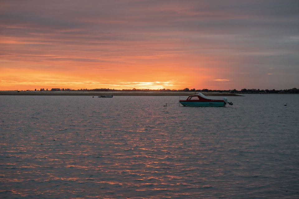 Sunset over the water