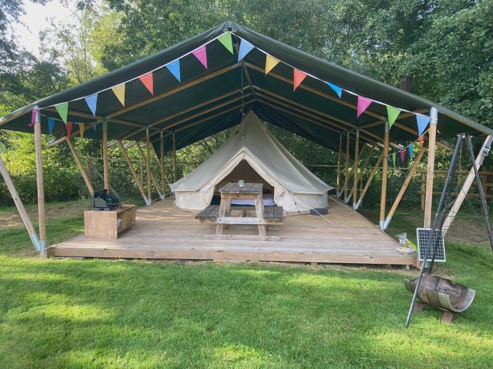Bell tent on a deck