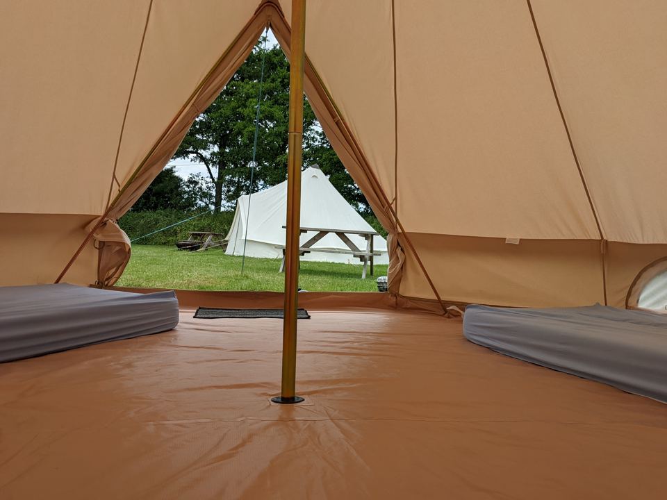 Inside a bell tent