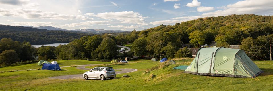 Tent pitch with lake view