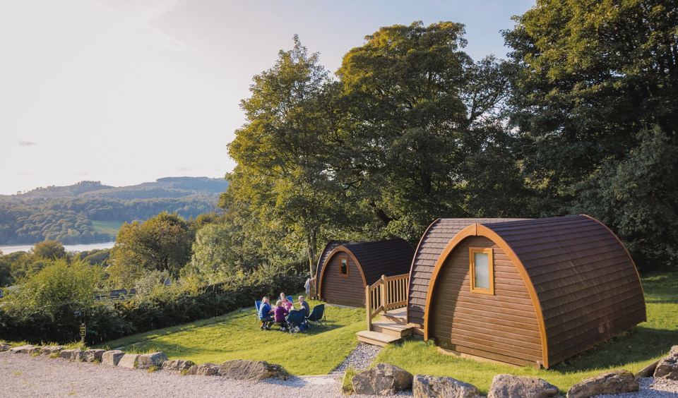 Pods in the woodland by the lake